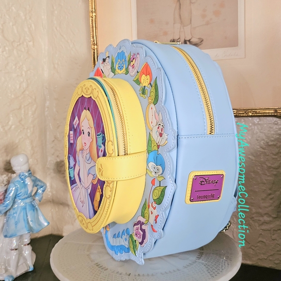 Loungefly Alice in Wonderland Floral Backpack - Blue and Yellow - Picture 3 of 7